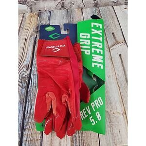 Cutters Rev Pro 5.0 Extreme Grip Football Gloves Red Adult Size Medium New